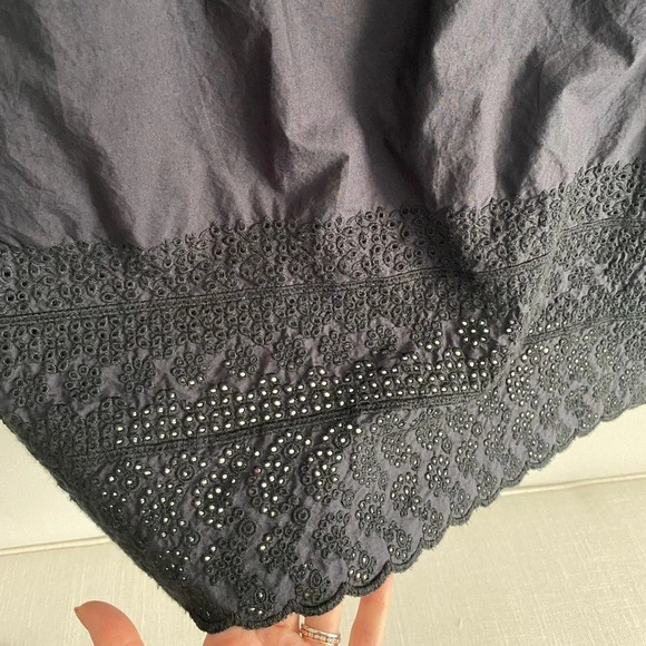 ALL Saints Livia Trixie Black Off Shoulder Smocked Eyelet  Mini Cotton Dress S - Picture 5 of 9